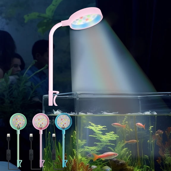 FEOLGEHLY USB Aquarium LED Light Bar - Full Spectrum Fish Tank Light with 7 Colors, Remote Control, Timer Mode, Waterproof, Dimmable, Energy-Saving for Freshwater and Planted Tanks