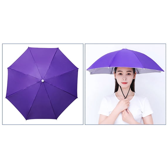 FEOLGEHLY Umbrella Hat, Hands Free UV Protection Umbrella Cap Anti-Rain Cap for Adults, Fishing Golf Gardening Sunshade Outdoor Headwear(27 inch )