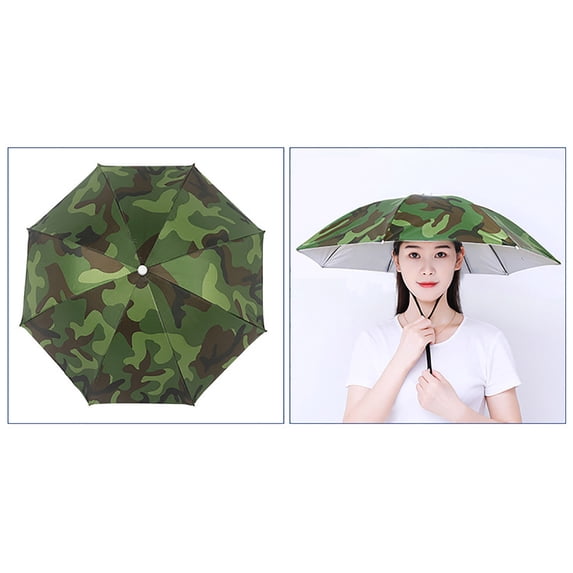 FEOLGEHLY Umbrella Hat, Hands Free UV Protection Umbrella Cap Anti-Rain Cap for Adults, Fishing Golf Gardening Sunshade Outdoor Headwear(27 inch )