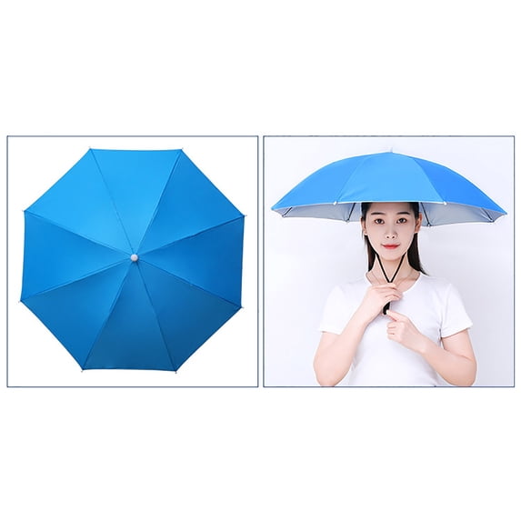 FEOLGEHLY Umbrella Hat, Hands Free UV Protection Umbrella Cap Anti-Rain Cap for Adults, Fishing Golf Gardening Sunshade Outdoor Headwear(27 inch )