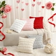 thumbnail image 1 of FEOLGEHLY Valentine's Day Love Heart Throw Pillow Cover, 16x16 inch Soft Plush Faux Fur Jacquard Anniversary Wedding Cushion Case Decoration for Sofa Living Room Couch Bed, White, 1 of 7