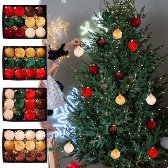 FEOLGEHLY Velvet Ornaments Set for Christmas Tree, 12Pcs Large Shatterproof Christmas Bulbs Ornaments for Xmas Tree Decorative Hanging, Vintage Flocked Decorations for Indoor Outdoor Party Home Decor