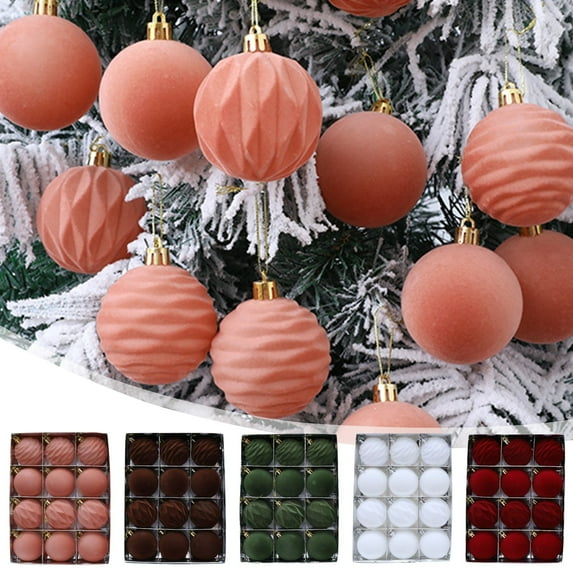FEOLGEHLY Velvet Ornaments Sets for Tree, 12 Pcs Large Shatterproof Christmas Bulbs Ornaments for Xmas Tree Decorative, Vintage Flocked Decorative Ball for Indoor Outdoor Party Home Decor, Brown