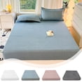 thumbnail image 1 of FEOLGEHLY Washed Cotton Check Fitted Sheet, All Season Simple Style Mattress Protector, Non Slip Elastic Edge Bed Sheet, Breathable Soft Skin Friendly No Fade Easy Care, 59.06x78.74 in (White), 1 of 7