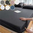 thumbnail image 1 of FEOLGEHLY Washed Cotton Fitted Sheet Queen, All Season Dust Proof Mattress Protector Cover, Non Slip Elastic Edge Bed Cover, Soft Skin Friendly Stain Resistant Wrinkle Resistant, 87x71 in (Yellow), 1 of 7