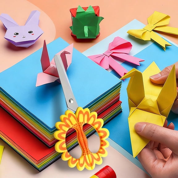 FEOLGEHLY Whimsical Standing Flower-Shaped Office Scissors - Ergonomic, Safety-Cut, Multi-Purpose DIY Craft & Paper-Cutting Tools with Desk Decoration Design for Office, Home Use