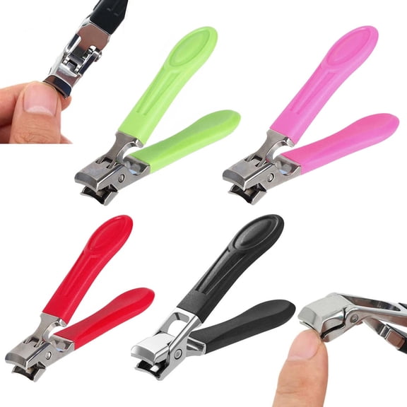 FEOLGEHLY Wide Jaw Nail Clippers, Anti-Splash Nail Clippers for Thick Nails, Stainless Steel Nail Trimmer with Built-in Catcher for Easy Nail Care, Heavy-Duty Toenail Clippers for Seniors (A)