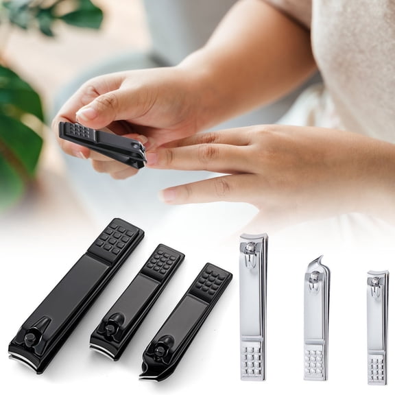 FEOLGEHLY Wide Jaw Nail Clippers for Thick Nails - Stainless Steel Nail Trimmer with Built-in Catcher, Anti-Splash Design for Easy Nail Care (E)
