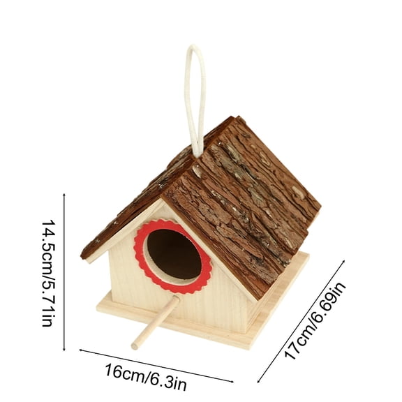 FEOLGEHLY Wooden Bird Feeder, Hanging Bird Houses for Outside, Hummingbird Feeders for Outdoors Garden Patio Decorative Nest Box Birdhouse for Swallow Little Sparrow Finch or Medium Size Birds(Brown)
