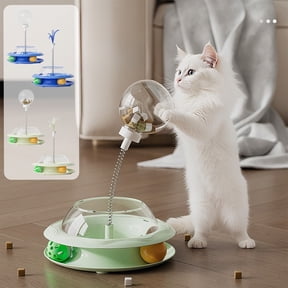 FEOLGEHLYCat Toys For Indoor Cats, Cheap Cat Toy Under5 $, Transparent Cat Track Puzzle Toy with Treat Dispenser Ball Tumbler Interactive Turntable 360 Degree Rotation with Bell and Feather (D)