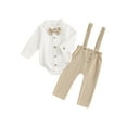 thumbnail image 1 of FEORJGP 2-Piece Toddler Baby Boy Gentleman Set 0 3M 6M 12M 18M Infant Long Sleeve Shirt Jumpsuits Button-up Bow Tie Bodysuits Lapel Neck Rompers Corduute Casual Outfits for Formal Wear Party, 1 of 7