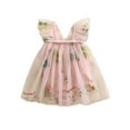 thumbnail image 1 of FEORJGP Baby Girls One-piece Romper Dress 1M-18M Infant Mesh Flower Butterfly Embroidery Bodysuits A-line Dress Sleeveless Princess Dress Square Neck  Dress Toddler Girl Fashion Cute Clothes, 1 of 9