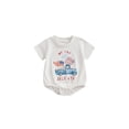thumbnail image 1 of FEORJGP Independence Day Clothes for Baby Boys Girls 0 3M 6M 12M 18M Infant Newborn Short Sleeve Romper Letter Flag Car Firework Print T-shirt Crewnecl Fashion Summer Outfits for 4th of July, 1 of 7
