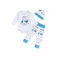 thumbnail image 1 of FEORJGP Infant Baby Boy Golf Outfits 0 3M 6M 12M Toddler Long Sleeves Rompers Letter Crew Neck Jumpsuits with Print Pants and Hat Kids Little Boys FasCute 3 Pcs Clothes for Daily Spring Fall, 1 of 8