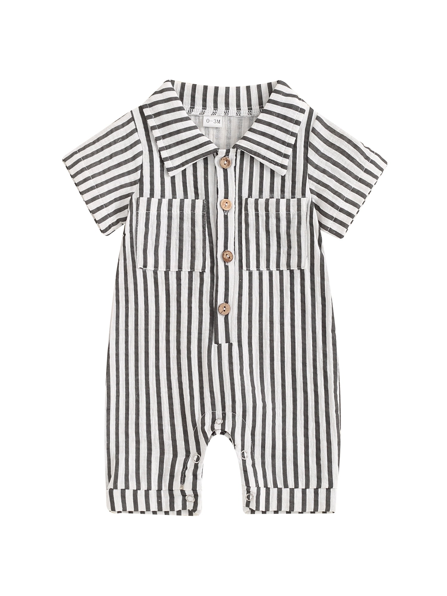 FEORJGP Infant Baby Boy One-piece Striped Rompers 0 3M 6M 12M 18M ...