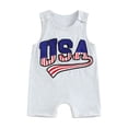 thumbnail image 1 of FEORJGP Infant Baby Boys Girls 4th of July Romper 3M 6M 12M 18M 24M Newborn Sleeveless Vest Jumpsuit Letter Embroidery Round Neck Bodysuit Casual Summer Clothes for Independence Day, 1 of 8