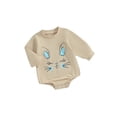 thumbnail image 1 of FEORJGP Infant Baby Boys Girls Easter Clothes 3M 6M 9M 12M 18M Newborn Long Sleeve Sweatshirts Rompers Bunny Print Bodysuits Crew Neck Jumpsuit Toddler Loose Casual Cute Rabbit Outfit Spring Fall, 1 of 9