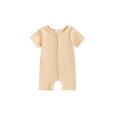 thumbnail image 1 of FEORJGP Infant Baby Boys Girls One-piece Jumpsuits 0 3M 6M 12M Toddler Short Sleeve Rompers Round Neck Bodysuits Full Zip Ribbed Playsuits Kids Newborn Casual Simply Comfy Summer Clothes for Daily, 1 of 6