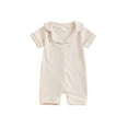 thumbnail image 1 of FEORJGP Infant Baby Boys One-piece Jumpsuit 0 3M 6M 9M 12M 18M Newborn Loungewear Short Sleeve Romper Turn-down Collar Button-down Bodysuit Kids Toddler Solid Comfy Summer Clothes for Casual Daily, 1 of 7