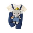 thumbnail image 1 of FEORJGP Infant Baby Boys Summer Clothes Newborn Short Sleeve Rompers Crew Neck Jumpsuits Cartoon Bear Embroidery Stripe Fake Two-Pieces Bodysuits Toddler Loose Casual Cute Set, 1 of 9