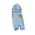 thumbnail image 1 of FEORJGP Infant Baby Boys Summer Rompers 3M 6M 12M 18M Newborn Hooded Jumpsuits Checkerboard Pocket Sleeveless Hoodies Bodysuits Toddler Casual Daily Clothes, 1 of 9