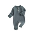 thumbnail image 1 of FEORJGP Infant Baby Fall Waffle Jumpsuit Newborn Long Sleeve Romper Solid Color Crew Neck Bodysuit Full Length Toddler Loose Casual Clothes for Boys Girls, 1 of 9