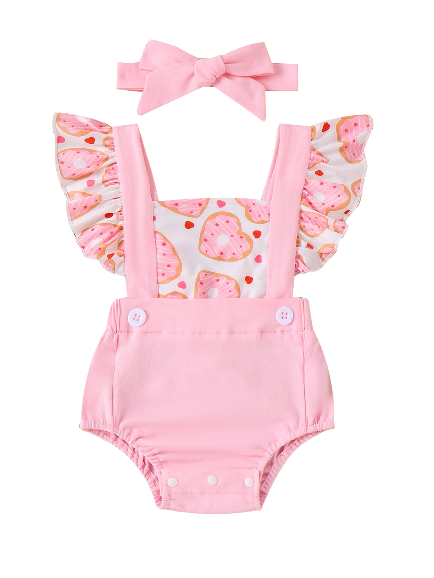FEORJGP Infant Baby Girl 2 Piece Set Newborn Square Neck Jumpsuit