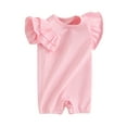 thumbnail image 1 of FEORJGP Infant Baby Girls Summer Jumpsuit Newborn Fly Sleeve Bodysuit Crew Neck Solid Romper Loose Casual Daily Clothes for Kids Girl Basic Cute Clothes, 1 of 9