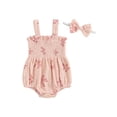 thumbnail image 1 of FEORJGP Infant Baby Girls Summer Romper 3M 6M 12M 18M Newborn Pink Sleeveless Camisole Jumpsuit Floral Romper Bodysuit with Headband Toddler Cute Sweet Casual Comfy Clothes, 1 of 8
