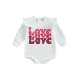 thumbnail image 1 of FEORJGP Infant Baby Girls Valentines Day Romper Long Sleeve Jumpsuit Crew Neck Letters Print Fall Bodysuit Loose Casual Spring Fall Clothes, 1 of 8