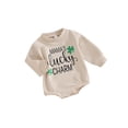 thumbnail image 1 of FEORJGP Infant Baby Sweatshirt Romper Newborn Boys Girls Spring Long Sleeve Jumpsuit Round Neck Rompers Letter Pattern Bodysuit Kids Loose Casual Playsuit, 1 of 9