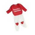 thumbnail image 1 of FEORJGP Infant Baby Valentine’s Day Outfits Newborn Boys Girls Long Sleeve Romper Crew Neck Bodysuit Letter Print Jumpsuit + Heart Print Pants Set Clothes, 1 of 9