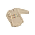 thumbnail image 1 of FEORJGP Infant Boys Autumn Khaki Romper Newborn Baby Long Sleeve Jumpsuit Crew Neck Bodysuit Letter Print Romper Loose Casual Clothes for Spring Daily, 1 of 8
