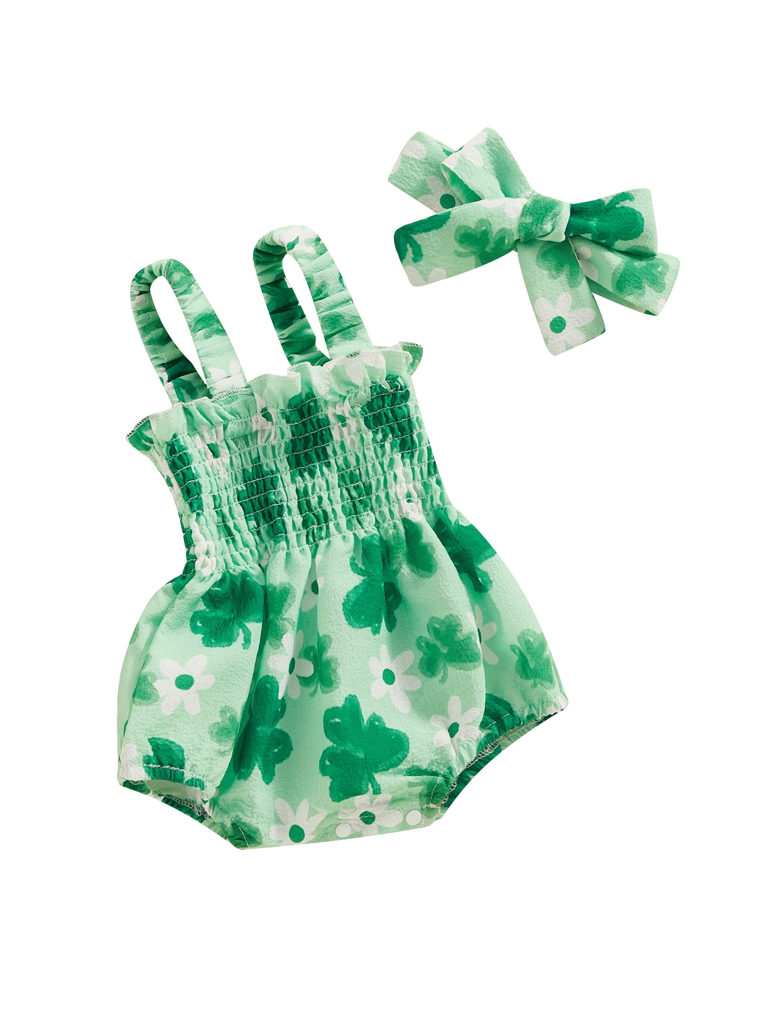 Summer Arrival Baby Girls Short Sleeves Light Plaid Pattern Bodysuit