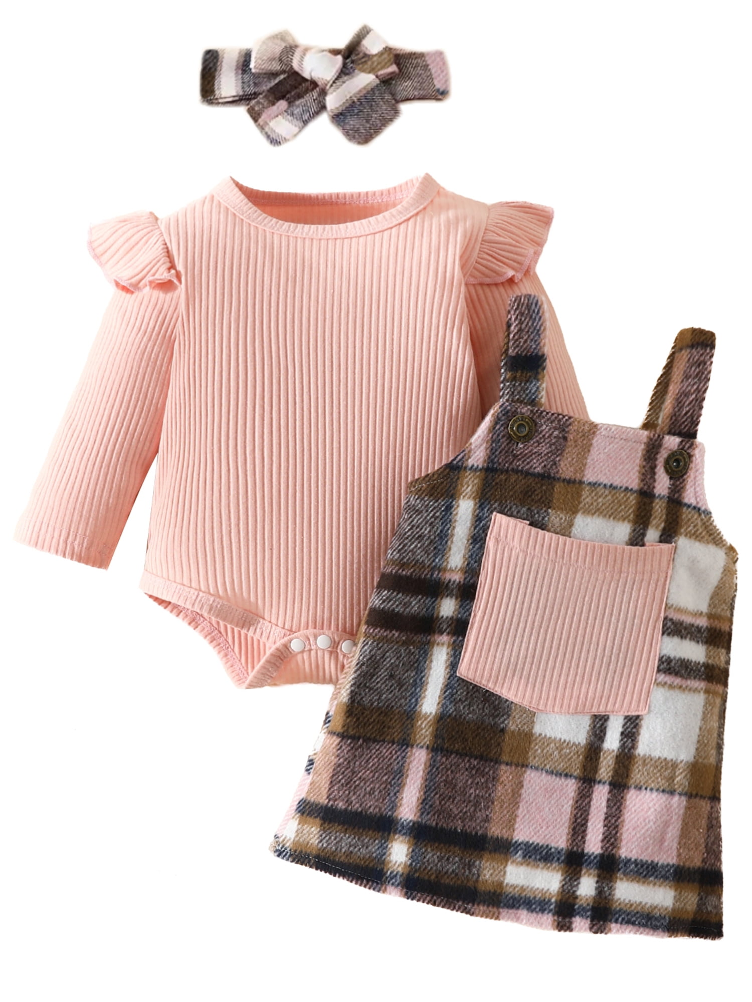 FEORJGP Infant Newborn Baby Girls Skirt Set Long Sleeve Romper Crew Neck Bodysuit Ribbed