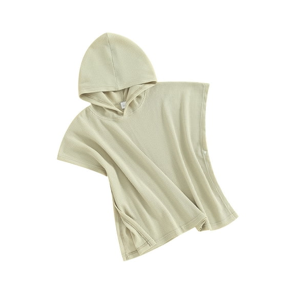 FEORJGP Kid’s Boys Girls Beach Towel with Hood 2-10Y Toddler Swim Hooded Cover Up Solid Color Waffle Loose Fit Hoodies Beach Towel for Summer Swimwear