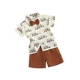 thumbnail image 1 of FEORJGP Kids Baby Boy Easter Outfits 6M 1T 2T 3T 4T Toddler Short Sleeve Shirt Bunny/Truck Print Bowtie T-shirt Lapel Button Tops + Shorts Set Infant Gentleman Casual 2Pcs Summer Clothes, 1 of 9
