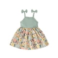 thumbnail image 1 of FEORJGP Kids Baby Girl Summer Dress 12M 18M 2T 3T 4T 5T Toddler Sleeveless A-Line Dress Casual Dress Bow Strap Floral Print Cami Dress Infant Fashion Cute Sweet Clothes for Party Vacation Daily, 1 of 7