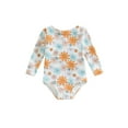thumbnail image 1 of FEORJGP Kids Baby Girl Summer Onepiece Swimwear 6M 1T 2T 3T 4T Infant Long Sleeve Jumpsuit Floral Print Back Bandage Knot Cutout Monokini Swimsuits for Toddler Cute Bathing Suits Beachwear, 1 of 9