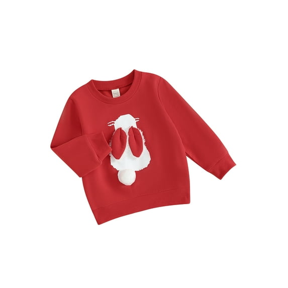 FEORJGP Kids Boy Girl Easter Sweatshirt Toddlers Long Sleeve Pullover Fluffy Bunny Pattern Jumpers Round Neck Blouses Loose Casual Daily Tops
