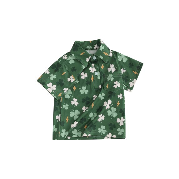 FEORJGP Kids Boys Easter T-shirt Toddler Baby 1-6Y Short Sleeve Shirt Lapel Collared Bunny Shamrock Print Summer Tops Loose Casual Clothes for Holiday