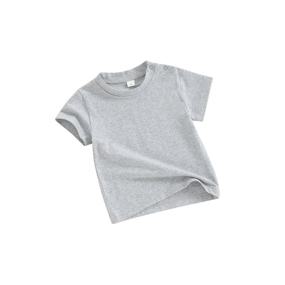 FEORJGP Kids Boys Summer Basic T-shirt Toddler Baby Short Sleeve Shirt Crew Neck Tops Solid Clothes for Casual Daily