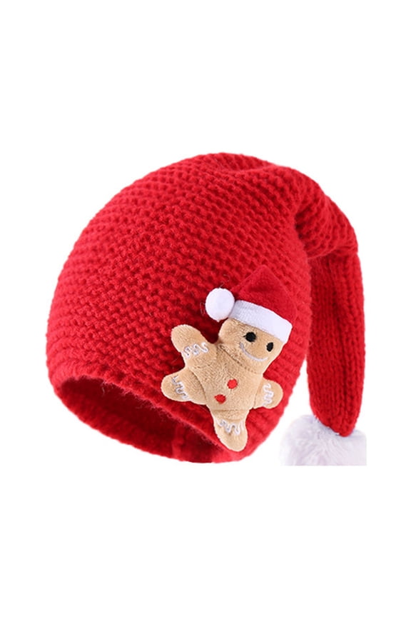 Kids Christmas Santa Hat Infant Newborn Cute Doll Winter Knitted Crochet Beanie Hat Warm Kniwear Chunky Cable Cap for Baby Cold Weather Accessories