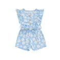 thumbnail image 1 of FEORJGP Kids Girl Summer One-piece Jumpsuits 9M 12M 18M 2T 3T 4T Toddler Baby Ruffle Sleeveless Romper Round Neck Bodysuits Shorts Floral Print Beltedn Cute Casual Clothes for Daily Vacation, 1 of 6