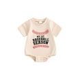 thumbnail image 1 of FEORJGP Kids Infant Boy Girls Summer Rompers 0 3M 6M 12M 18M Toddler Baby Short Sleeve Jumpsuits Letter Print Bodysuits Newborn Casual Cute Comfy Clothes for Baseball Theme, 1 of 7