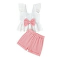 thumbnail image 1 of FEORJGP Kids Little Girls Casual Shorts Set 6M 12M 18M 2T 3T 4T Toddler Ruffles Flutter Sleeve Vests Hollow Eyelet Embroidery Camisole Tops Elastic Wats Infant Fashion Cute Outfits for Daily, 1 of 8