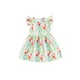 thumbnail image 1 of FEORJGP Kids Little Girls Princess A-Line Dress 2T 3T 4T 5T 6T 7T Toddler Baby Fly Sleeve Casual Dress Farm Chick Print Ruffles Summer Dress Fashion Cute Sweet Daily Dress for Beach Party Clothes, 1 of 8