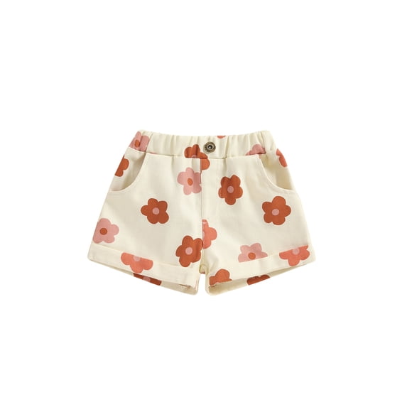 FEORJGP Kids Toddler Girls Denim Shorts 6M 12M 18M 2T 3T 4T Infant Baby Summer Elastic Waist Shorts Strawberry Floral Print Jean Shorts with Pockets Ln Cute Casual Clothes for Daily Vacation