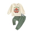 thumbnail image 1 of FEORJGP Little Boys 2Pcs Halloween Outfits 0 6M 12M 18M 2T 3T Toddler Long Sleeve Sweatshirts Pumpkin Letter Print Pullovers Crew Neck Tops and Long Pl Cute Daily Clothes Set for Spring Fall, 1 of 9