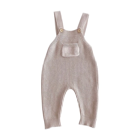 FEORJGP Little Boys Girls Knitted Overalls 3M 6M 9M 12M 2T 3T Toddler Baby Sleeveless Jumpsuits Front Pocket Solid Rompers Chunky Cable Knitwear Bodysozy Casual Daily Outfits for Spring Fall